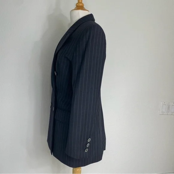 Vintage Escada Margaretha Ley Gray Pinstripe Pure Wool Blazer Size Medium Preppy